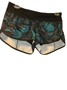 Lululemon Speed Up printed Short Women's Size 8 Teal Zippered Back Pocket